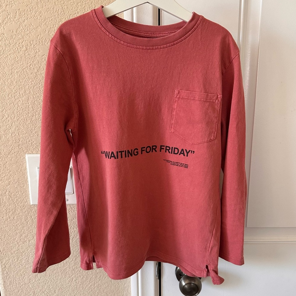 Zara Red Long-Sleeved Tee Size 7